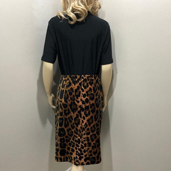 Talbots Leopard Print Velvet Pencil Skirt NWOT Size 6 - Picture 5 of 7